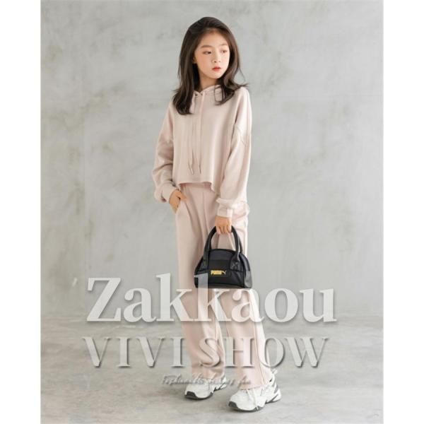 子供服 ジャージ レジャー セットアップ 女の子 運動着 上下セット パーカー+パンツ 2点セット キッズ スポーツウェア 長袖スウェット 通学着の画像