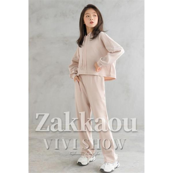 子供服 ジャージ レジャー セットアップ 女の子 運動着 上下セット パーカー+パンツ 2点セット キッズ スポーツウェア 長袖スウェット 通学着の画像