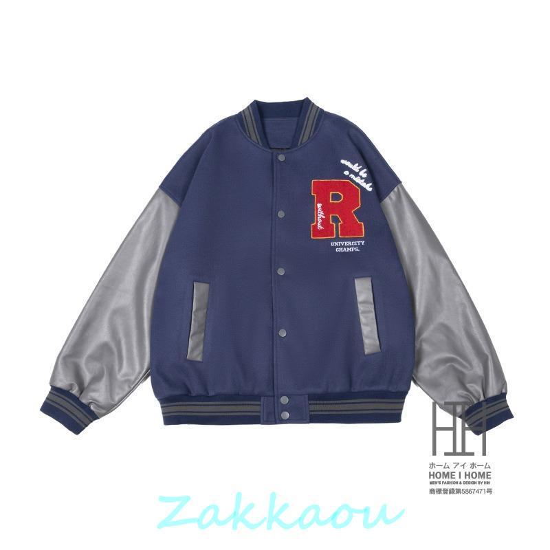 スタジャン メンズ レディース 革 レザー 切り替え ワッペン 刺繍