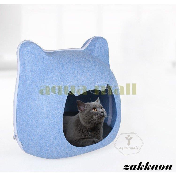キャットハウス ドーム型 ネコ耳付 ペットベッド 猫用ベッド フェルト