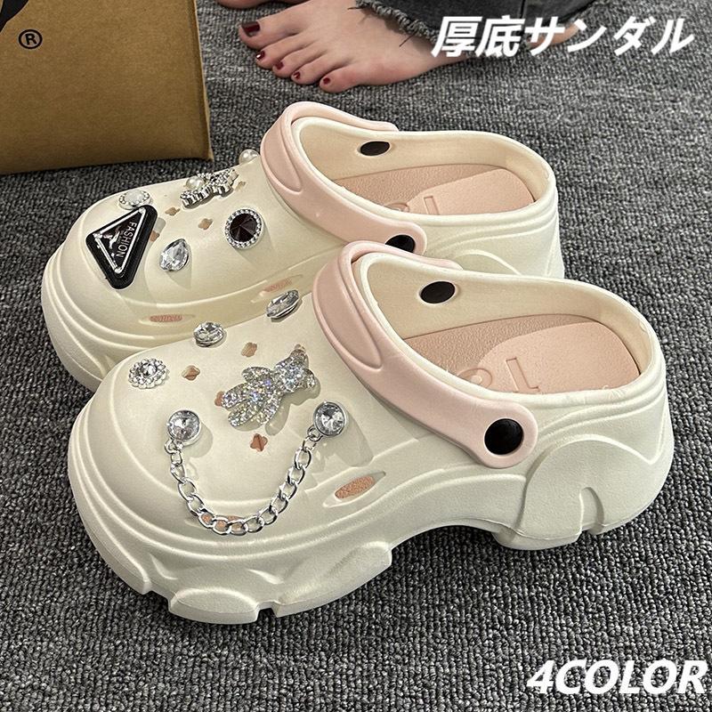 厚底サンダル 5cm 厚底クロッグサンダル レディース 外履き 軽量 痛く