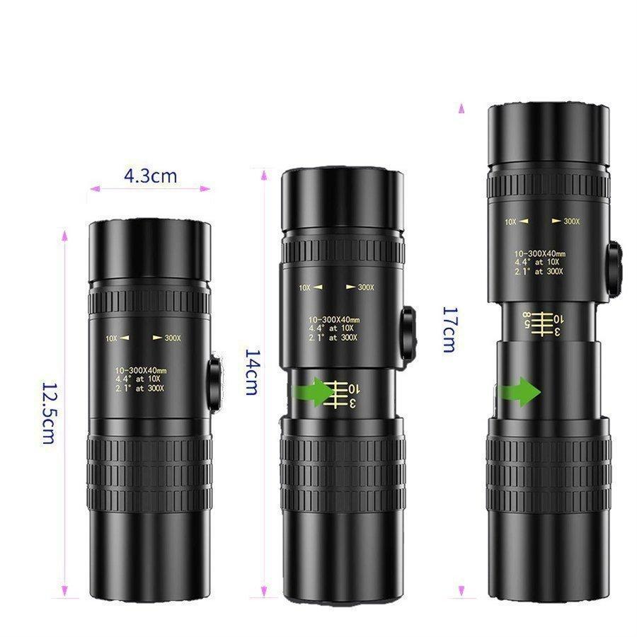 単眼鏡 望遠鏡 高倍率 10-300高倍率 耐久性 耐衝撃 高解像度 高透過率