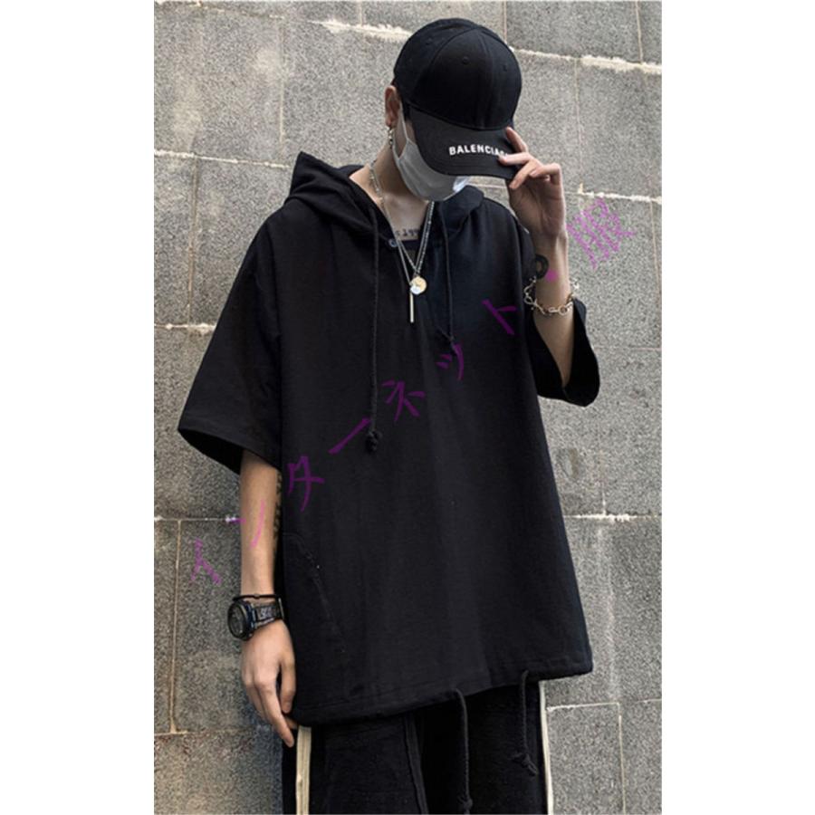 半袖パーカ 秋新作 パーカー メンズ トップス Tシャツ 夏パーカー 半袖