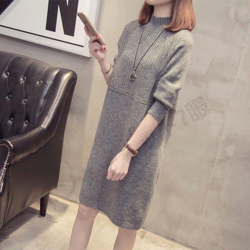 ニットワンピース 膝丈 長袖 ニット レディース チュニック ロング