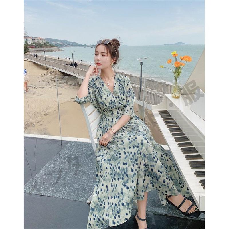 送料無料 ワンピース レディース 40代 夏 七分袖 花柄ワンピース