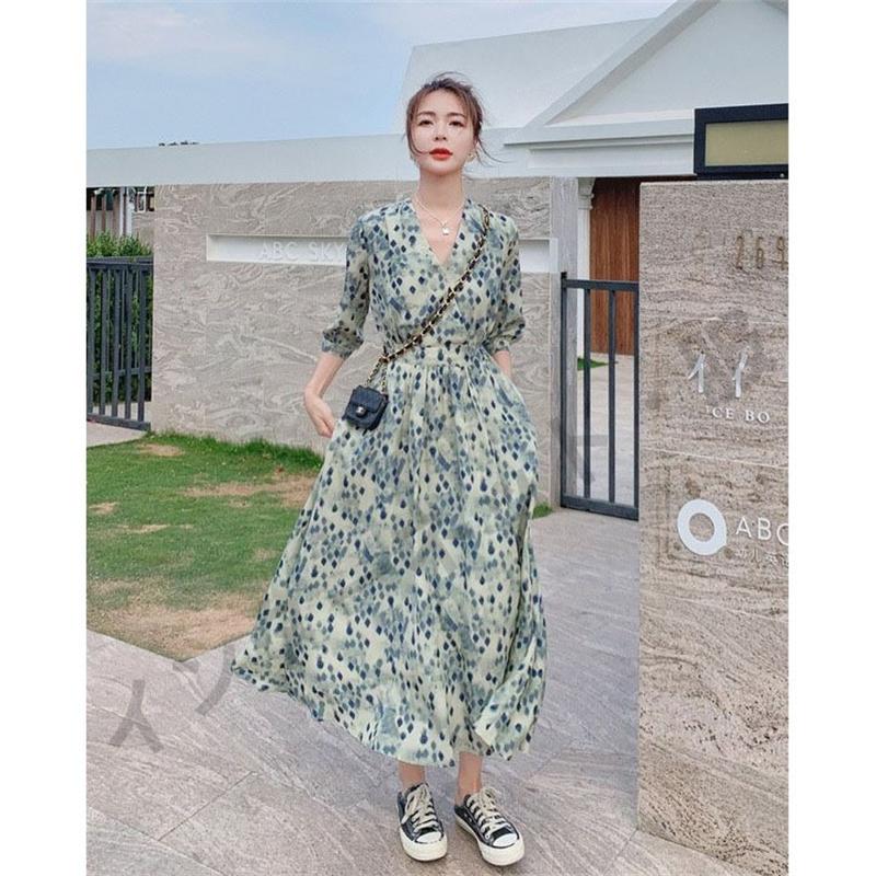 ロングワンピース ワンピース ロングワンピ レディース マキシ丈 ワンピ スリット 春夏秋 花柄 セクシー 20代30代40代 着痩せ カジュアル パーティードレス 上品 送料無料 ワンピース レディース 40代 夏 七分袖 花柄ワンピース