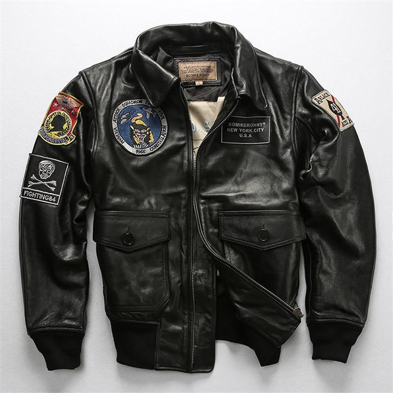 本革フライトジャケット 本革ジャケット ワッペン付き 空軍服