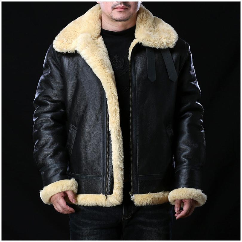 オールブラック　B-3フライトジャケット ムートン　羊革　L ☆オーストラリア産ムートン オールブラック B-3フライト