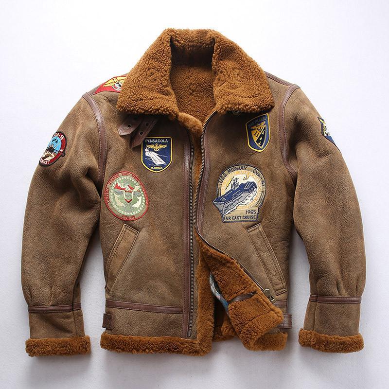 本革ジャケット ラム革 ウール裏ボア 裏起毛 レザージャケット 刺繍 革