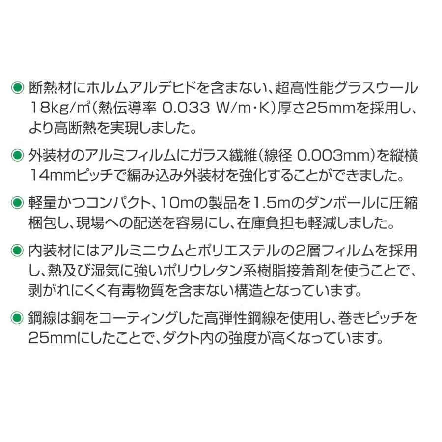 空調用フレキシブルダクト だくとんN 断熱タイプ GDF-150N 内径