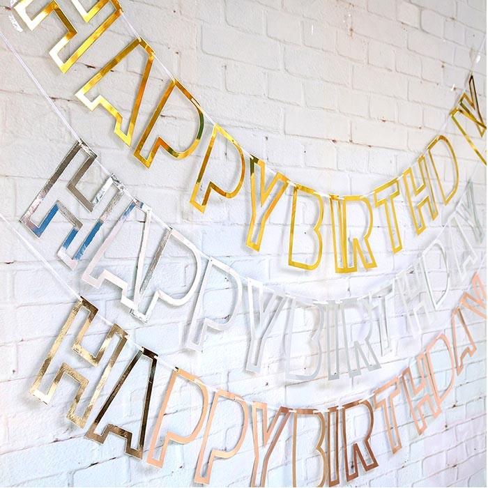 レターバナー Happy Birthday ガーランド ペーパーフラッグ 誕生日 パーティー 装飾 飾り 壁飾り オシャレ くり抜き文字 ファースト バースデー ハーフバースデー バーゲンで