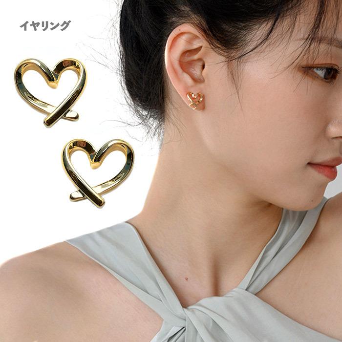 ノンホールピアス ハート イヤリング アクセサリー オープンハート 