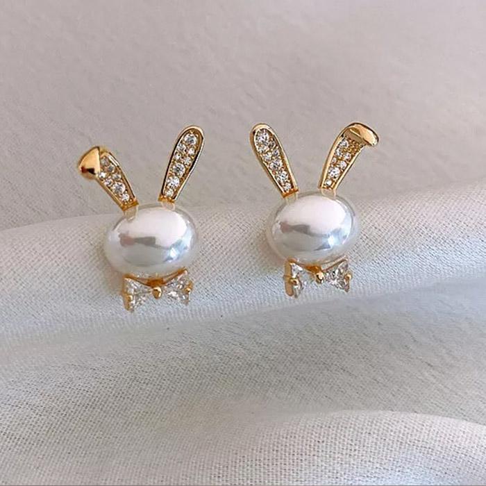 うさぎ イヤリング レディースアクセサリー ミニ 小ぶり パール 