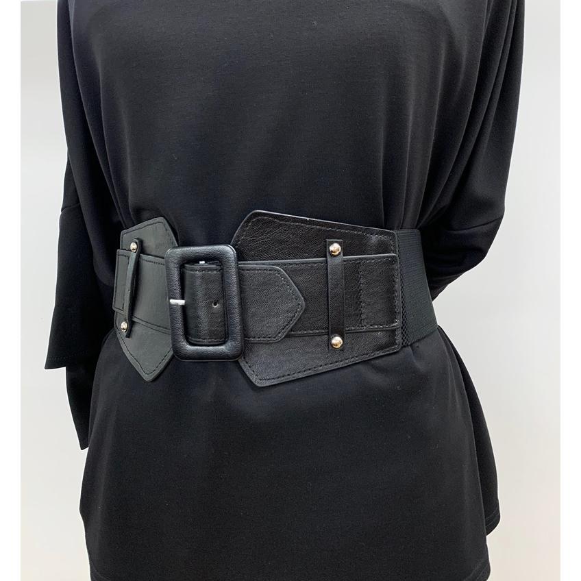 adia コルセットベルト レディース 太い 幅広 ゴム サッシュ ブラック