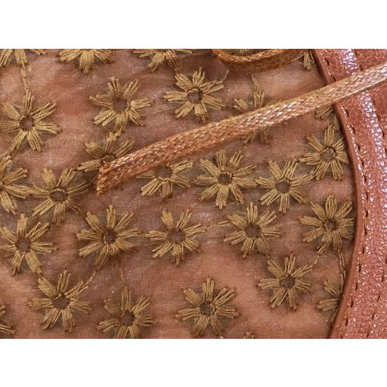 レース サッシュベルト 花柄 ブラック キャメル フリーサイズ