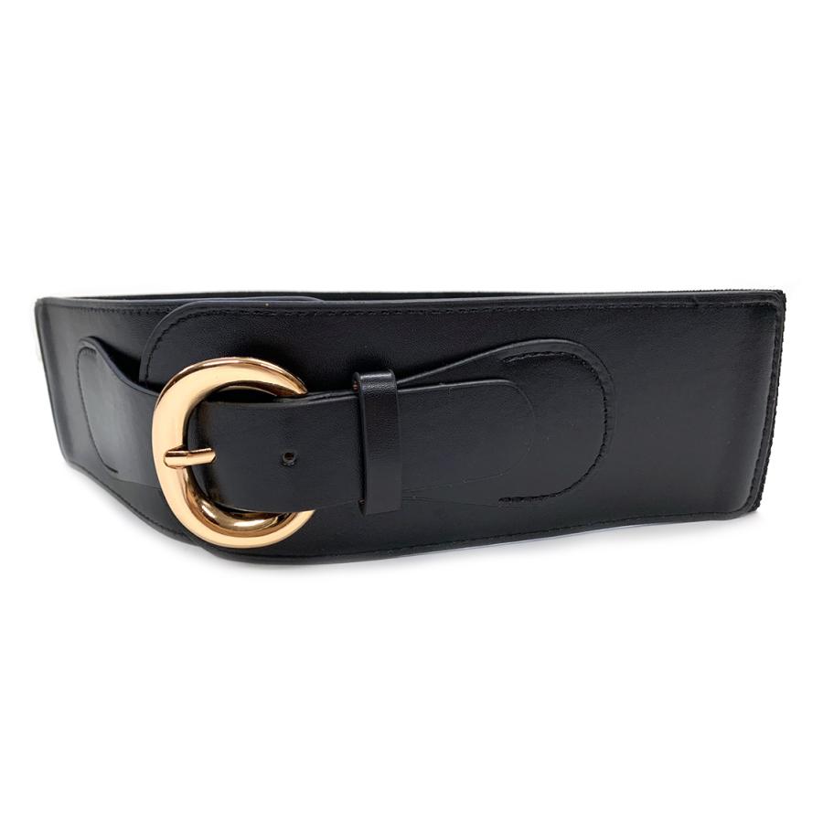 コルセットベルト レディース サッシュ 太い バックル ゴム ブラック