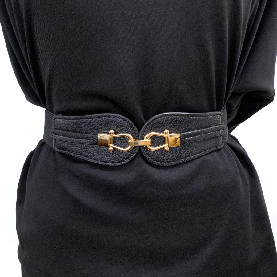 コルセットベルト レディース ビット ゴム ブラック 簡単 女性