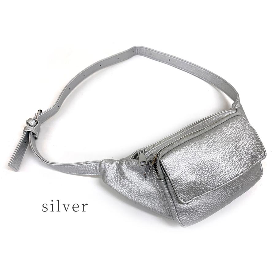 DEAL DESIGN レザーウェストポーチ　正規品　未使用　シルバー adia ウエストバッグ レディース メンズ おしゃれ ウエストポーチ