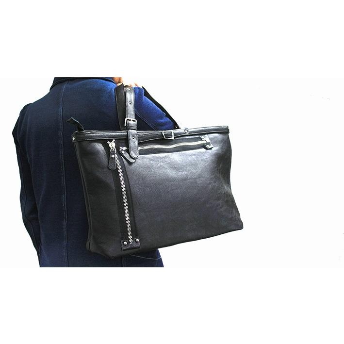 adia レザー トートバッグ 大容量 ビッグ ビジネス メンズ モード