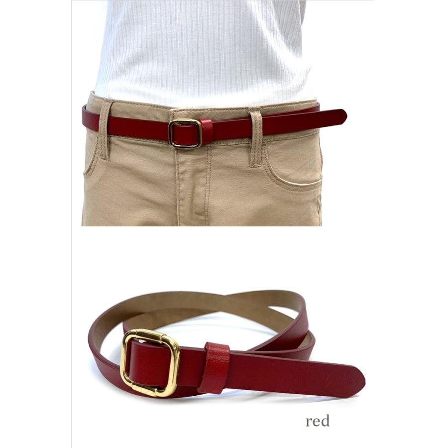 adia レディース 細ベルト 本革 レザー シンプル 細い 穴なし カラー