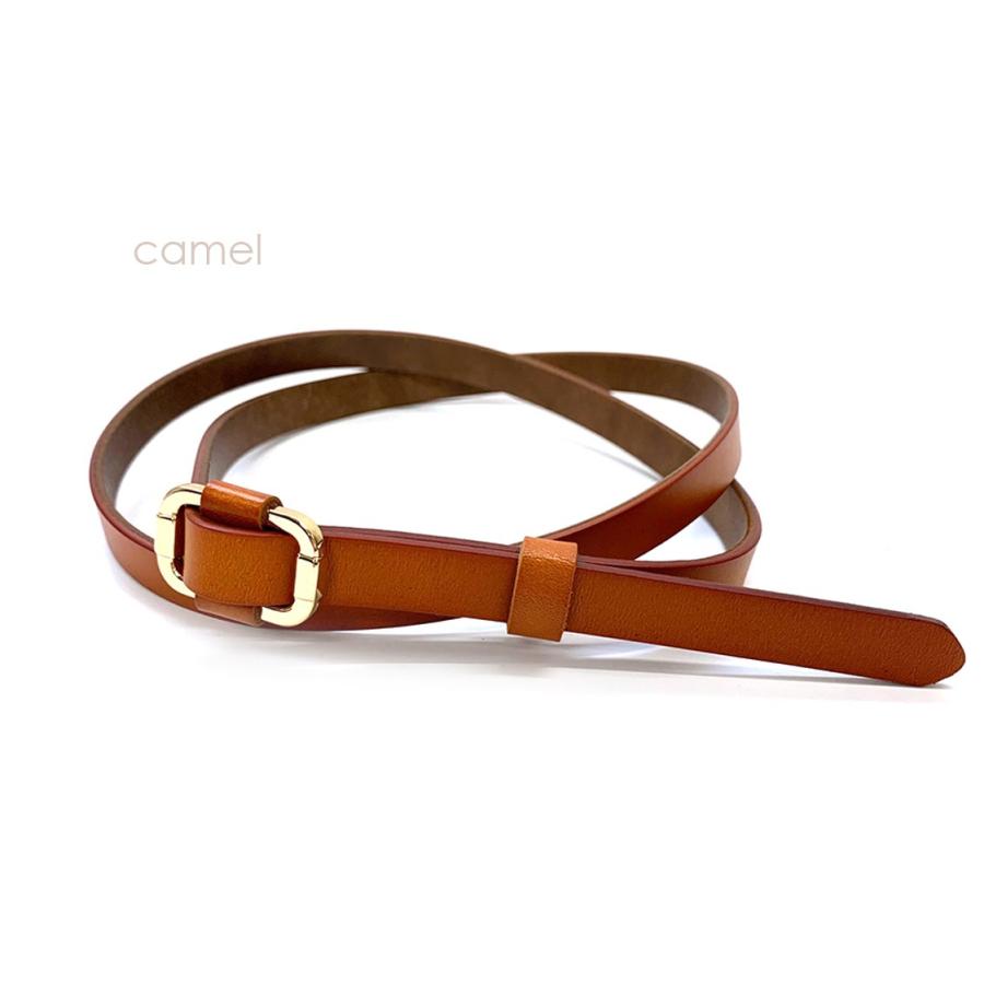 レディースベルト 本革 レザー シンプル 細い 穴なし カラー