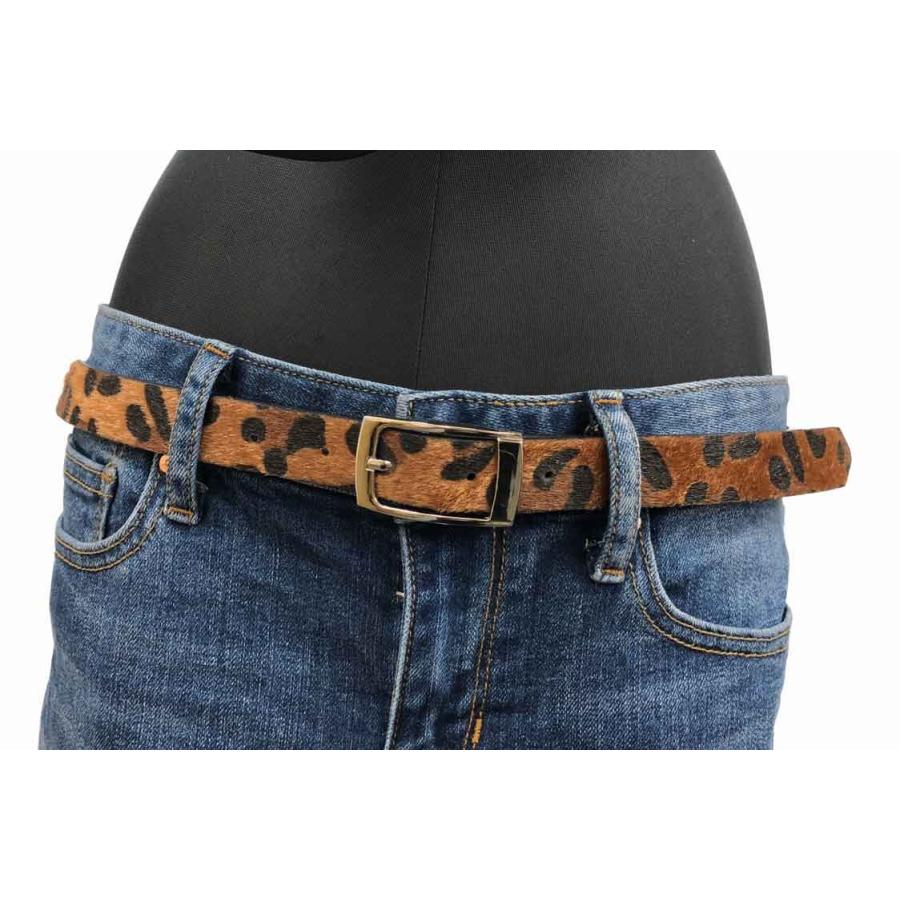 adia ヒョウ柄 ウエストポーチ付 ベルト レディース ファー 毛