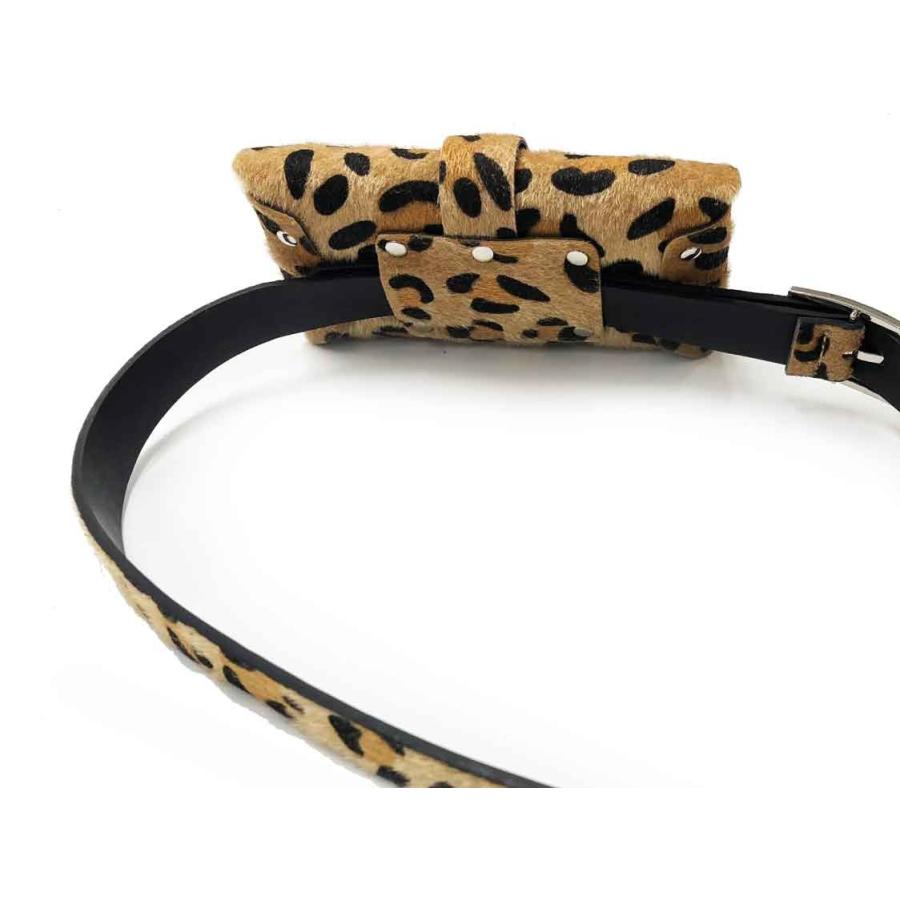 adia ヒョウ柄 ウエストポーチ付 ベルト レディース ファー 毛