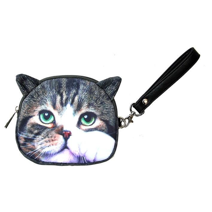 ねこポーチ 顔 アニマル 動物 いぬ 猫 ネコバッグ ねこ雑貨 プリント