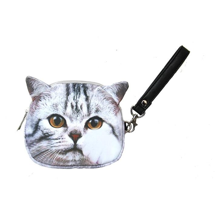 ねこポーチ 顔 アニマル 動物 いぬ 猫 ネコバッグ ねこ雑貨 プリント