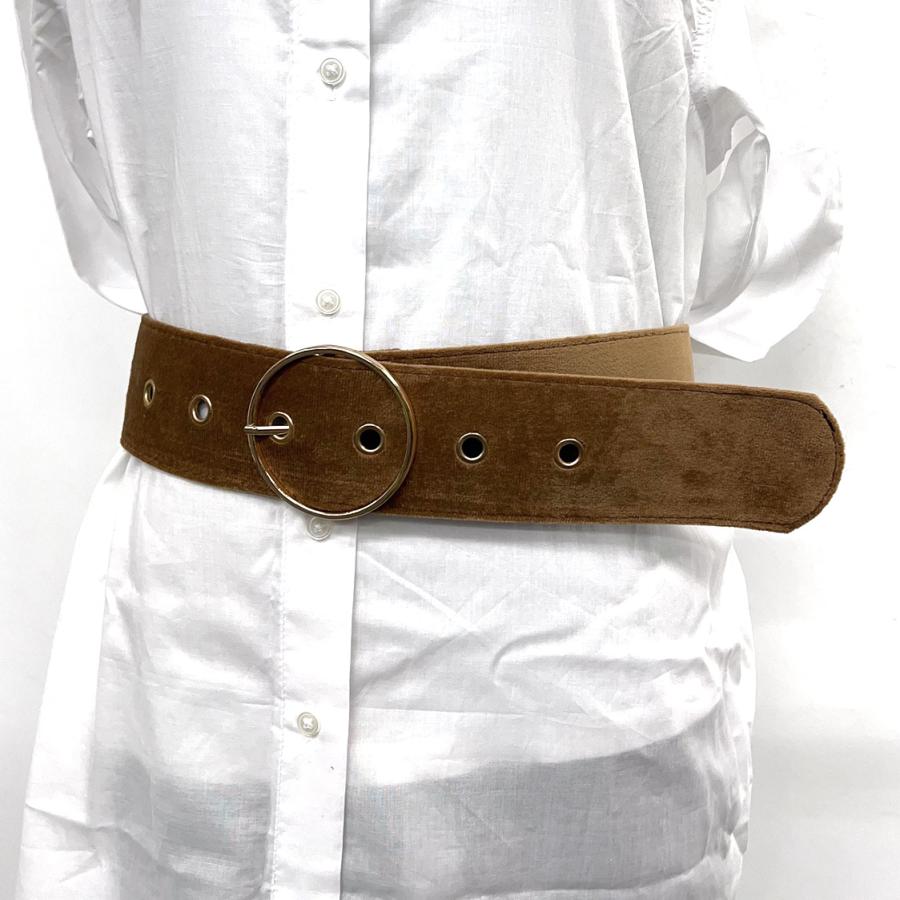 太ベルト レディース 幅広 ベロア おしゃれ 革 黒 茶 ドレス