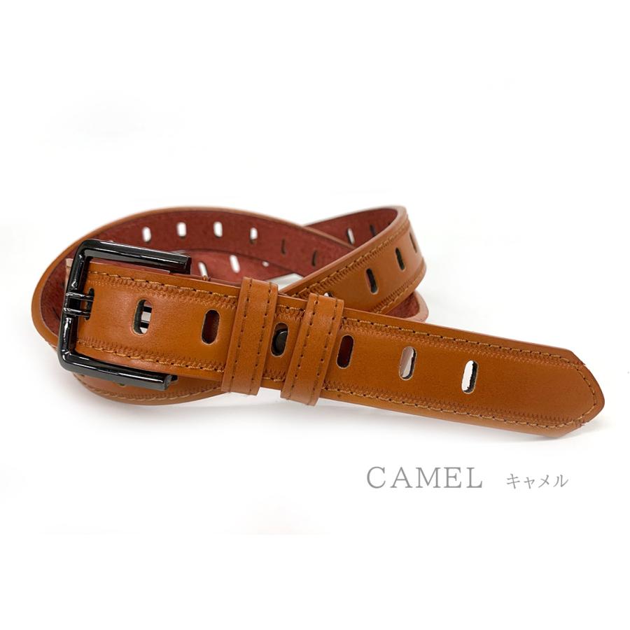 HIGH-CLASS レディース　ベルト キャメル イタリア製 レディース くつろぎリラックス イタリアンレザーベルト＜KR002W