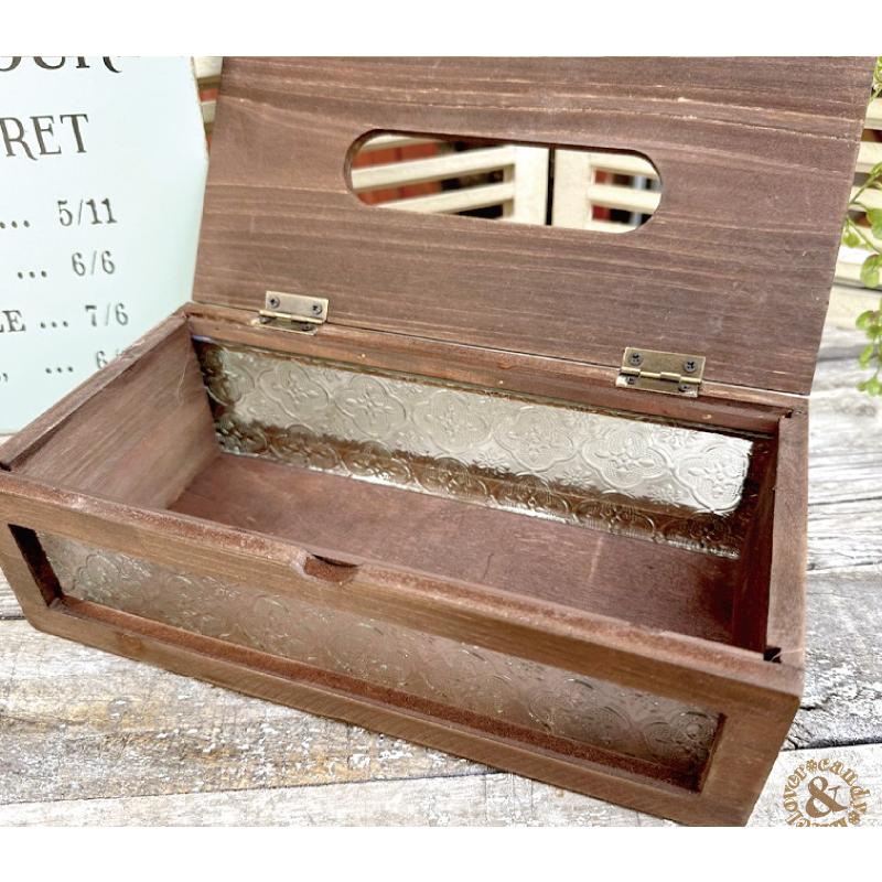 レトロ花柄ガラス フローラ ティッシュケース/インテリア雑貨 ガーデン