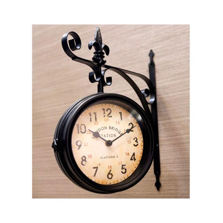 壁掛け 両面時計 ステーションクロック ボースサイド ブラック