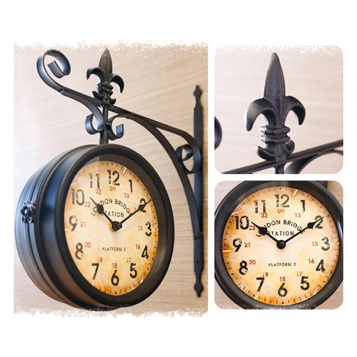 壁掛け 両面時計 ステーションクロック ボースサイド ブラック