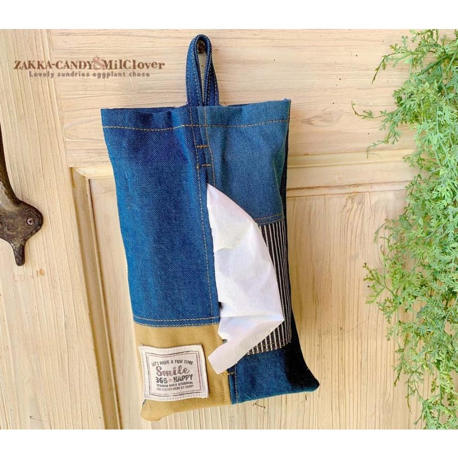 デニムパッチワーク ティッシュケース ボックスカバー / ハンドメイド