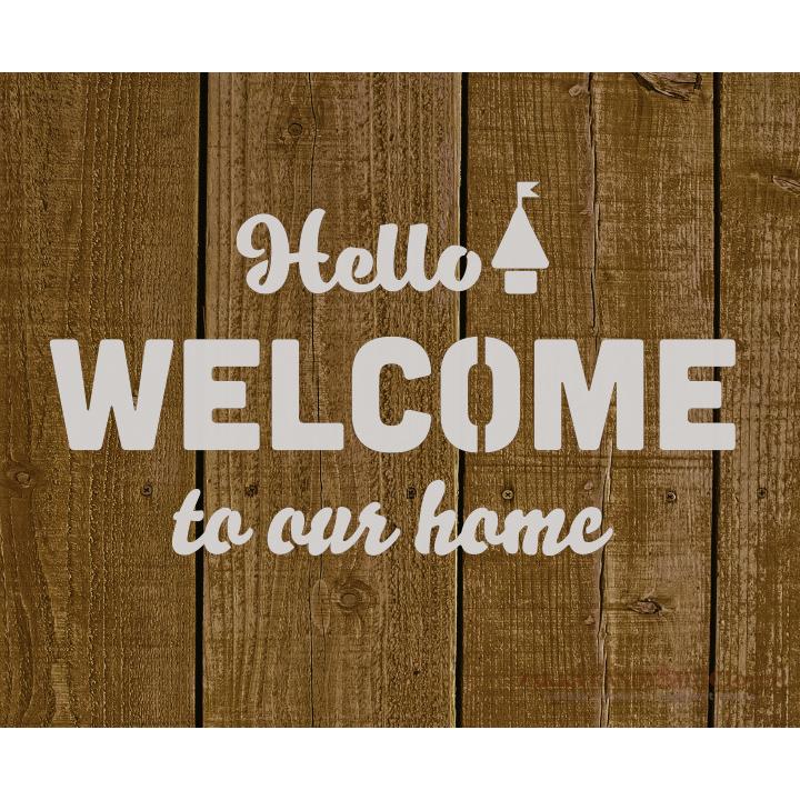 オリジナルステンシルシート WELCOME ハウス / メール便OK DIY 