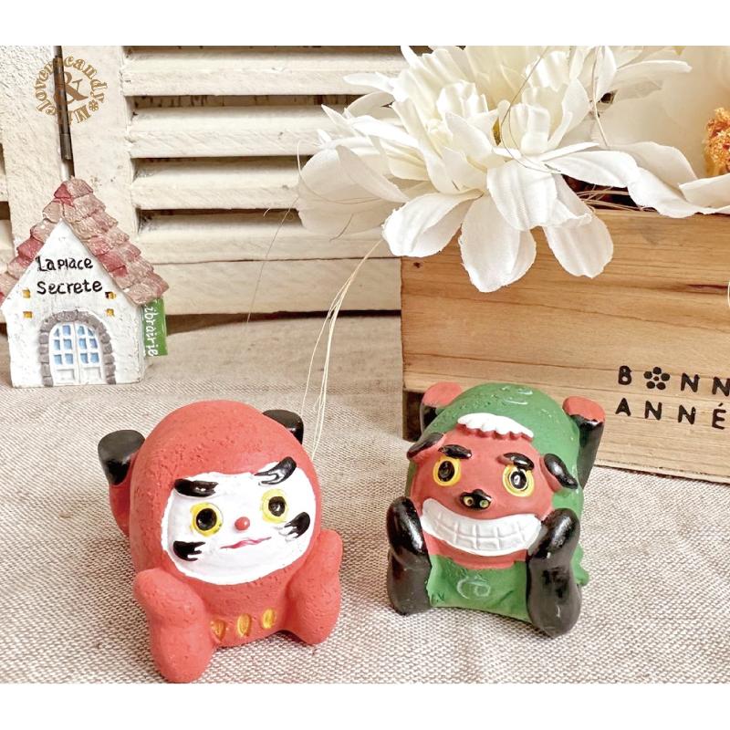 お正月オーナメント 迎春 頬づえ ダルマと獅子舞 / 可愛い小さなお正月