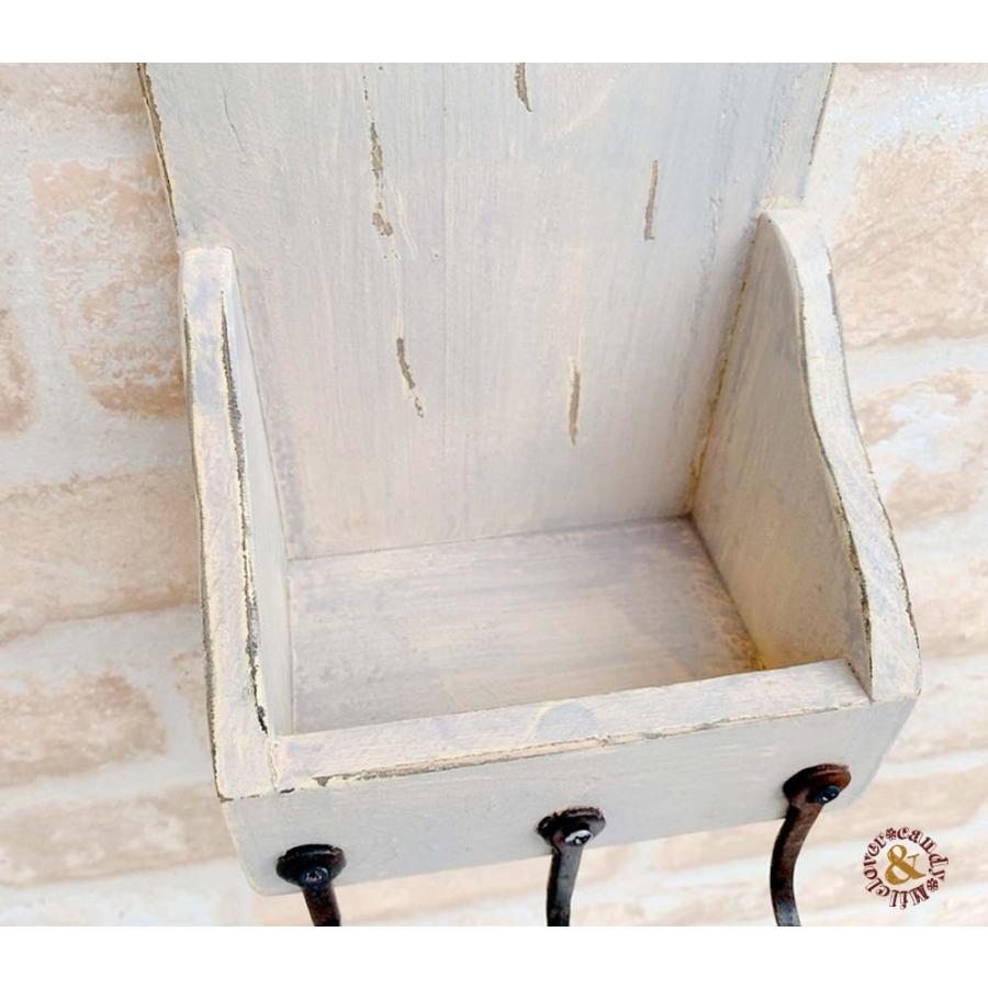 アンティーク調 フック付き レターラック / 壁壁掛けレターラック