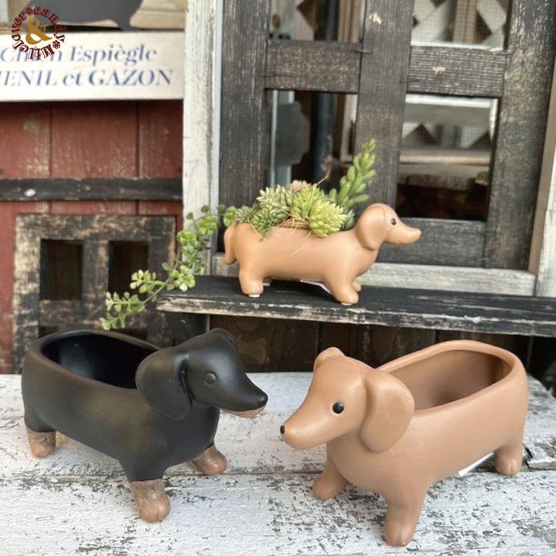 ちいさなダックスのテラコッタポット｜多肉植物 寄せ植え用 犬型