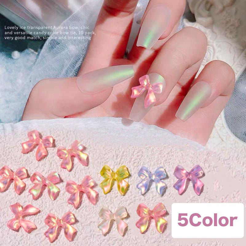 市場 3d デコパーツ キラキラ 7 5 11mm クリア 2個入 オーロラリボンパーツ 全11色 ジェルネイル リボン ネイル セルフネイル パーツ 立体