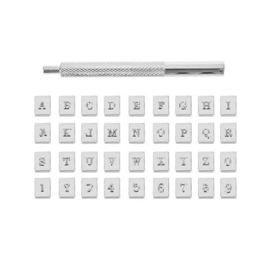 レザークラフト アルファベット 数字 刻印棒36種 スタンプツール 6mm