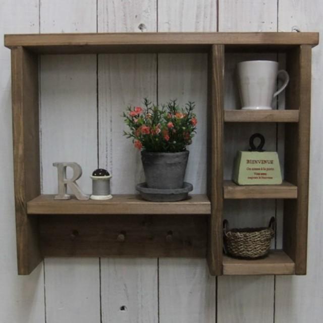 ウォールシェルフ ウォールラック 飾り棚 壁付け 壁掛け ラック おしゃれ アンティーク 雑貨 押しピン 画鋲 賃貸 木製 ブラウン 茶 シェルフa ペグ付き 雑貨屋フェリーチェ 通販 Yahoo ショッピング