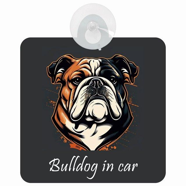 Bulldog ブルドッグ Aタイプ 車 窓ガラス 吸盤タイプ 犬 イラスト付