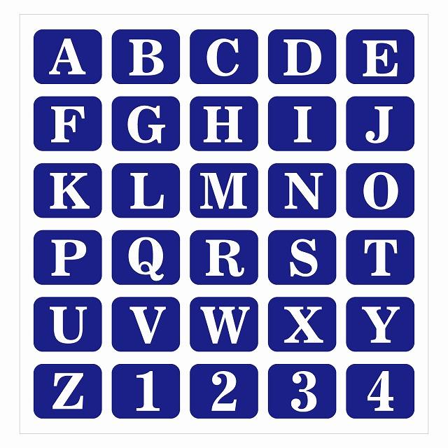テーブル番号 アルファベット A〜Z 数字 1〜4 ブルー 25x20mm 30