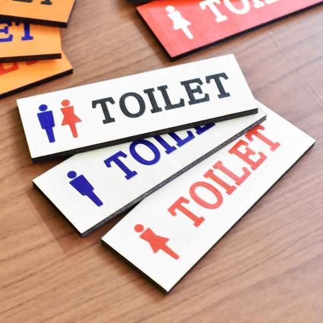 TOILET プレート マーク 木製ドアサイン 木製 カラープリント レトロ風