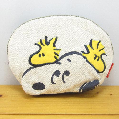 ピーナッツ スヌーピー ウッドストック ヘリンボーン雑貨シリーズ ラウンドポーチ Peanuts Snoopy グッズ ポーチ 小物入れ かわいい コスメポーチ Sn かわいい雑貨屋さん Fleur フルル 通販 Yahoo ショッピング