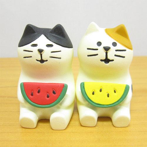 デコレ コンコンブル イカス スイカ天国 なかよしスイカ猫 Decole Concombre 雑貨 オブジェ 置物 インテリア雑貨 かわいい Zsv かわいい雑貨屋さん Fleur フルル 通販 Yahoo ショッピング