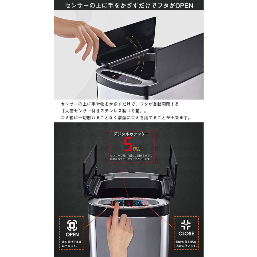 リアル店舗 ゴミ箱 ふた付き 自動開閉 センサー式 ステンレス 30L ダストボックス キッチン フタ付き 蓋付き ごみ箱 ホワイト M5-MGKBO00024WH