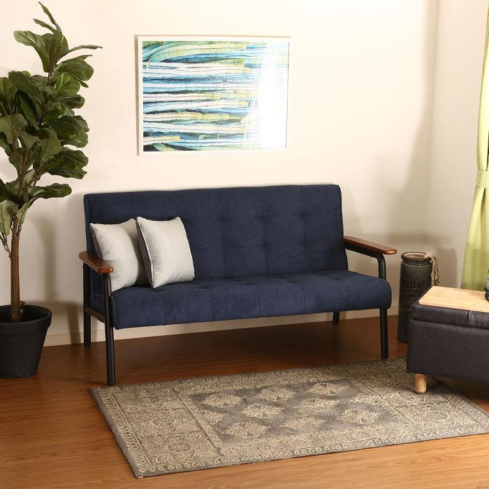 ソファ 2人掛け ソファー アイアンウッド デニム風 ファブリック 布張
