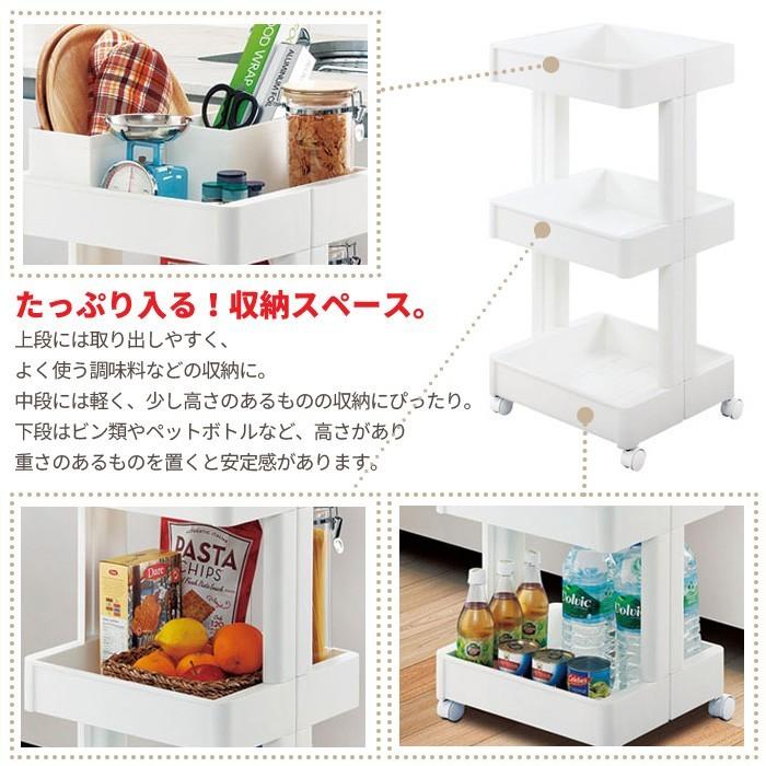 爆買 値下げ キッチンワゴン キッチン収納 キャスター付き 棚 3段 幅35